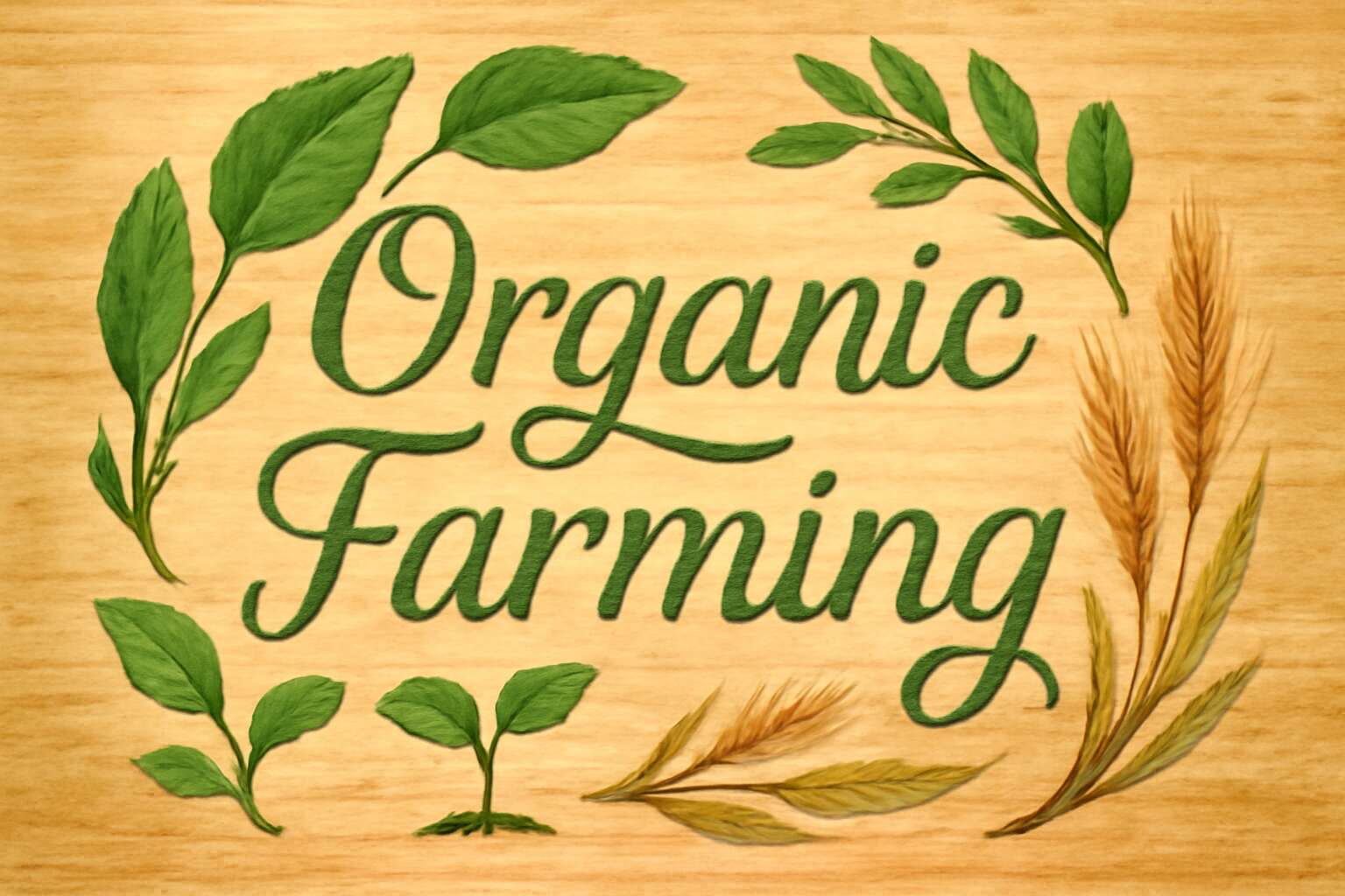 organic farming written in calligraphy