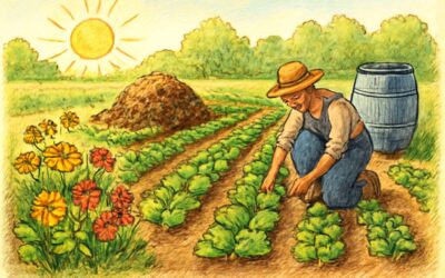 Captivating organic farming drawing that brings farm life to your imagination