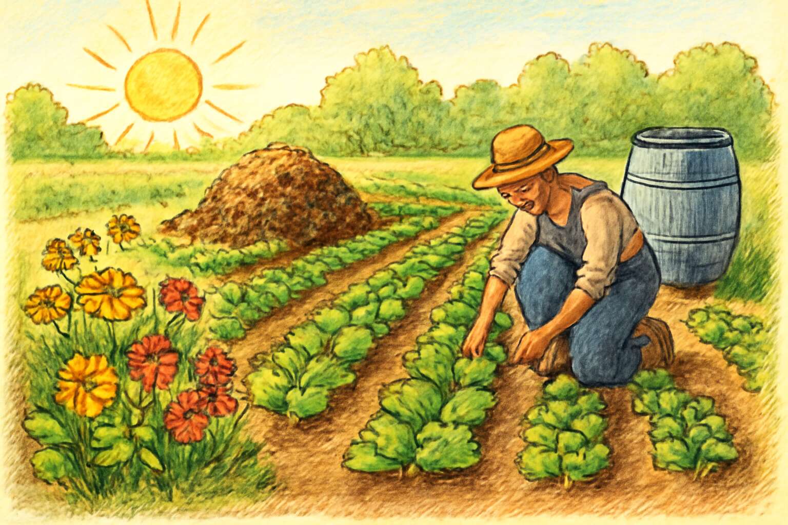 organic farming drawing